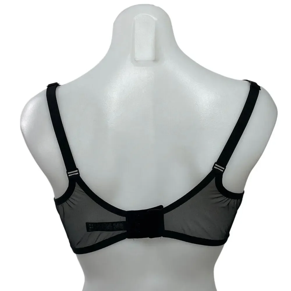 Skims Ultra Fine Mesh Black Lightweight Underwire Adjustable Bra Lingerie 36DD